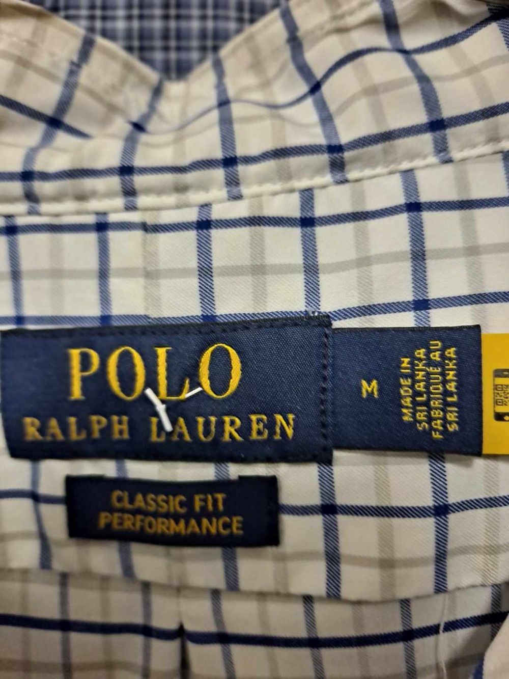 Ralph Lauren Polo White Shirt with Blue and Gray Windowpane